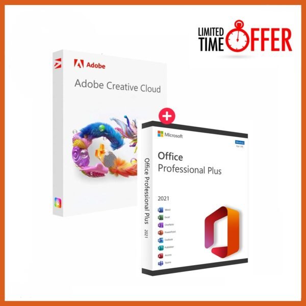 1 Year Adobe Creative Cloud + Office 2021 Professional Plus Key Bundle